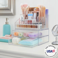 STORi Chloe double drawer organizer provides versatile storage for cosmetics and tools