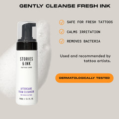 Stories & Ink: fórmula hipoalergénica, apta para piel sensible durante la curación.