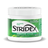 Stridex Sensitive Pads pack close-up showing alcohol-free cleansing for clear pores