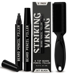 Striking Viking Beard Pencil in jet black fills gaps for a fuller look