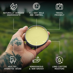 Striking Viking Cedar Balm jar showing natural shea and jojoba ingredients.