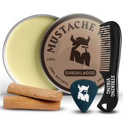 Striking Viking mustache wax 2oz jar provides a strong hold for precise grooming