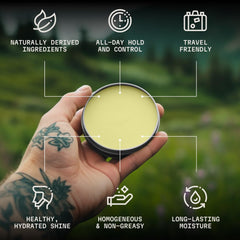 Striking Viking vanilla beard balm application demonstrates light hold to tame flyaways.