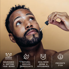 Striking Viking Vanilla Beard Oil application scene for easy daily use.
