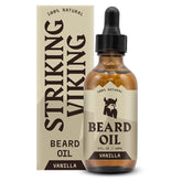 Striking Viking Vanilla Beard Oil bottle showing soft beard conditioning.