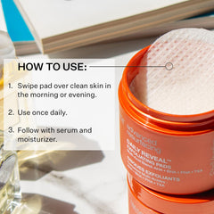 StriVectin Daily Reveal pad applied to the face for brighter complexion.