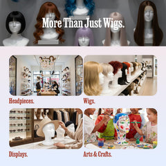 STUDIO LIMITED wig hat display head for versatile salon presentations.