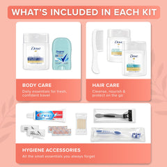 Trektote 12-piece contents spread for easy packing and grooming on the go