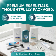 Travel-size shampoo and conditioner included in the Trektote kit.