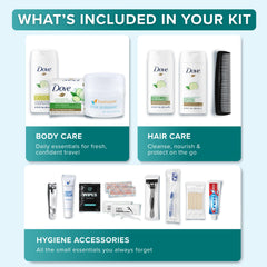 Stuhrling TrekTote travel-size toiletries ready for carry-on use.