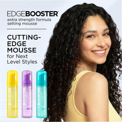 Style Factor Edge Booster mousse texture on hand demonstrates easy application for curls