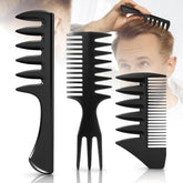 Stylemate 3Pcs comb set with wide teeth for gentle detangling and versatile use.