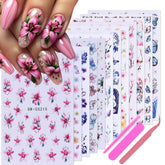 STZPRONAIL flower stickers pack for nails with 12 sheets for seasonal manicures.