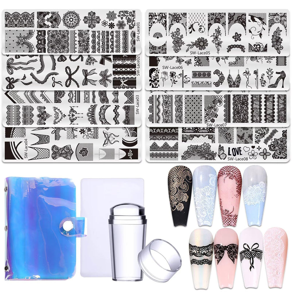 STZPRONAIL lace design plate set for elegant home nail art
