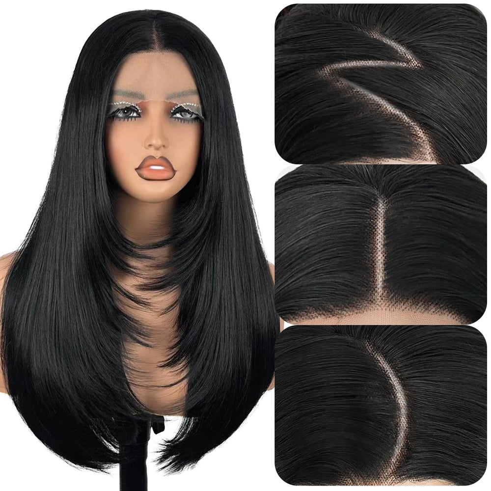 Su Mei.s 13X4 wig front view with natural-looking lace.