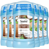 Desodorante Suave Coconut Kiss en barra, control del sudor sin dejar manchas en la ropa.