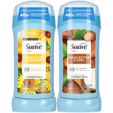 Desodorante Suave para mujer en dúo, empaque 2-pack, protección diaria sin manchas.