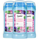 Desodorante Suave Sweet Pea y Violet, barra invisible que protege sin manchas.