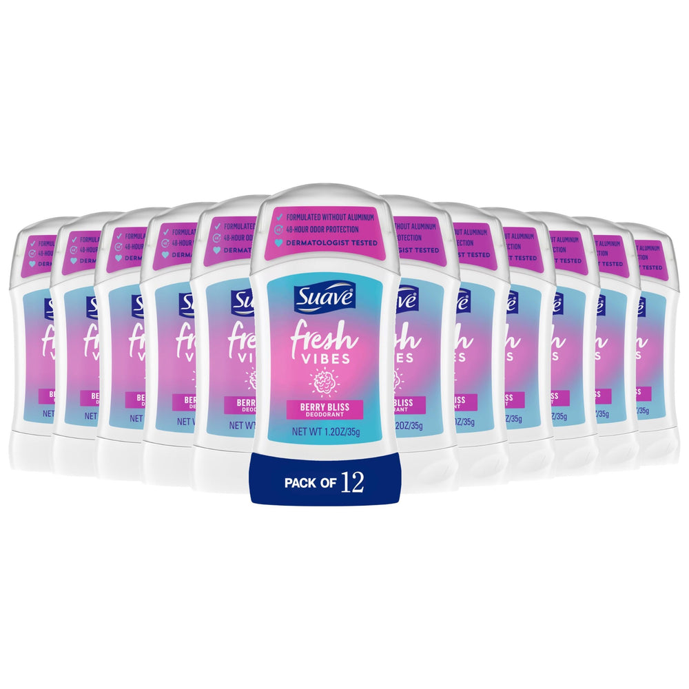 Desodorante Suave Berry Bliss en frontal del stick con aroma frutal