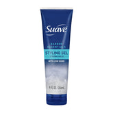 Suave Barber Essentials gel shows strong hold for all-day style.
