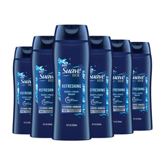 Suave Men: botella de limpieza para rostro y cuerpo, sensación fresca diaria.
