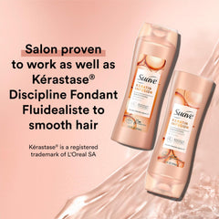 Suave Keratina Acondicionador, frasco, cabello desenredado y manejable.