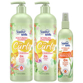 Suave Kids Shampoo bottle for curls with Sweet Almond & Honey hydrates curls.