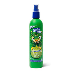Detangler spray-dispensing mist aids gentle detangling on kids' hair.