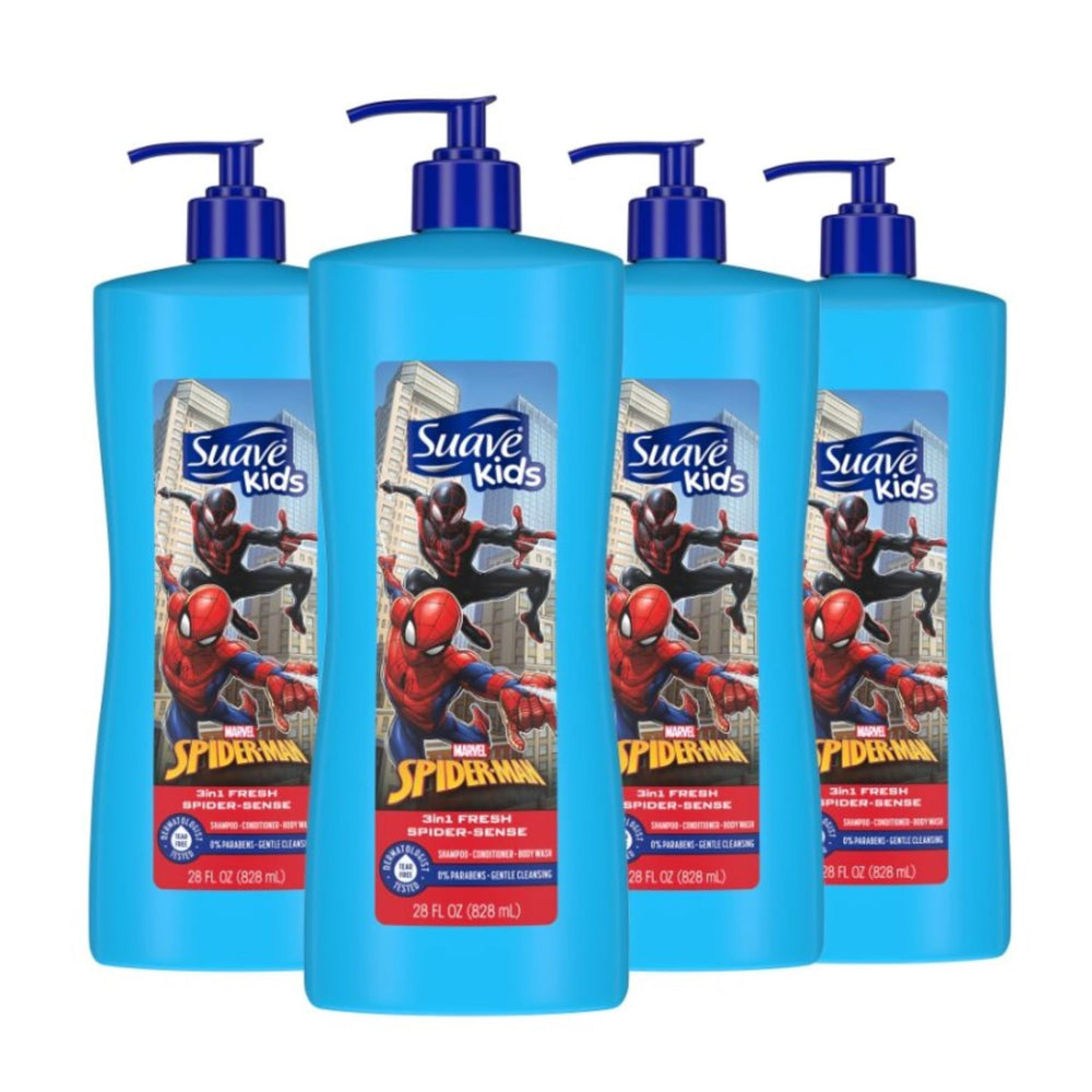 Suave Kids Spider-Man 3 en 1, hora del baño, facilita la limpieza completa de cabello y piel