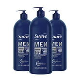 Suave Men 3in1 charcoal pump bottle for quick, all-in-one cleansing.