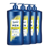 Suave Men Citrus Rush 3in1 pump bottle demonstrates all-in-one cleansing for daily use.