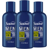 Suave Men Citrus Rush, botella frontal, tres en uno para cabello y piel suaves