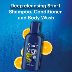 Suave Men Citrus Rush, keratina destacada, cuidado de cabello suave y saludable