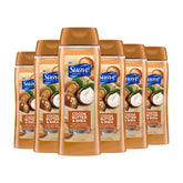Suave Moisturizing Body Wash bottle with cocoa butter and shea for lasting hydration.