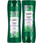 Champú Suave Romero y Menta en botella, aroma vigorizante para cabello limpio.
