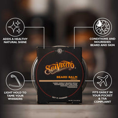 Suavecito beard balm nourishes hair and skin for moisturized, comfortable beard