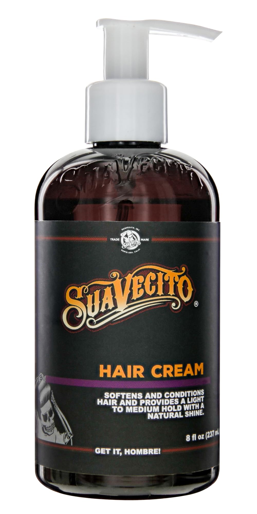 Crema para el cabello Suavecito con bomba, brillo natural y peinado ligero.