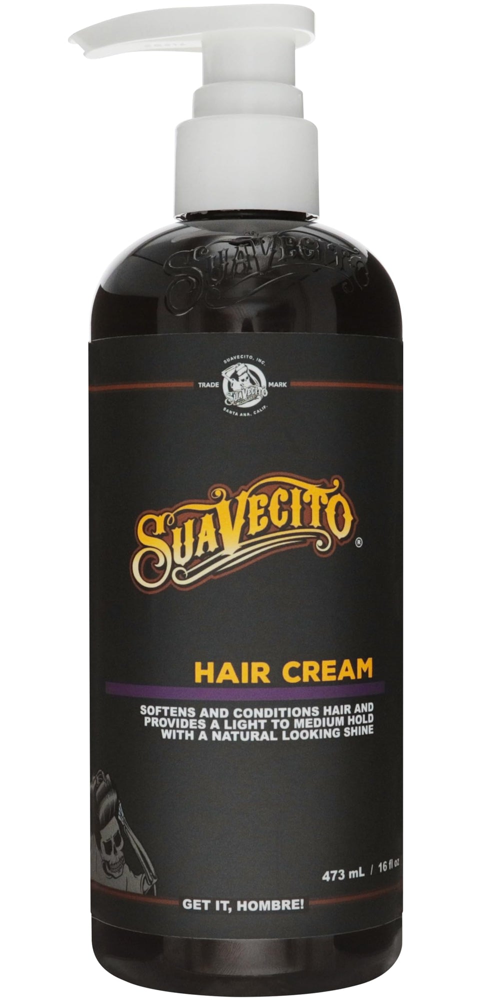 Suavecito crema para el pelo con brillo natural y acabado suave.