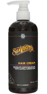 Suavecito crema para el pelo con brillo natural y acabado suave.