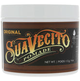 Suavecito Pomada Original Hold, botella visible, fijación estable para todo el día.