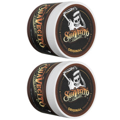 Suavecito Pomade Original hair application demonstrating smooth, even distribution.