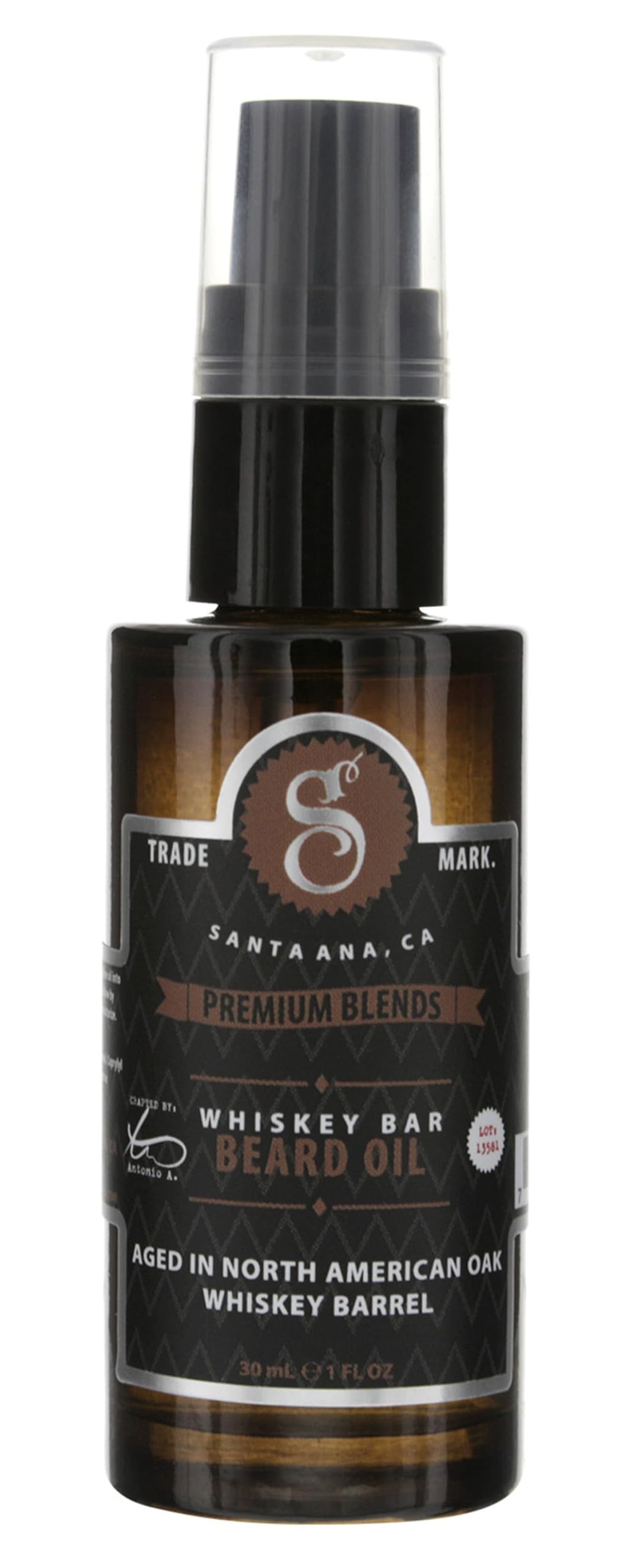 Suavecito Premium Blends Beard Oil bottle with pump for easy application.