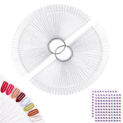 Subay 100-piece fan-shaped nail swatches sticks for quick color testing and display