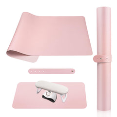 SUBAY nail art table mat in pink with soft microfiber PU leather for comfortable manicures