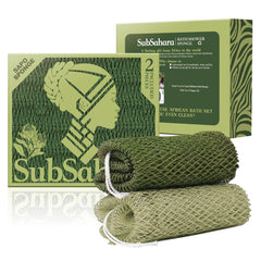 SubSahara authentic African net sponge pack showing knot pattern for rich lather