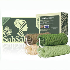 SubSahara esponja neta africana 4 piezas para exfoliar suavemente la piel.
