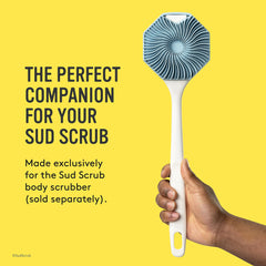 Sud Scrub extender handle fits perfectly with Sud Scrub body scrubber.