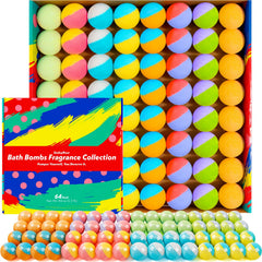 SudsyRoar 64-pack bath bombs in a variety offering vibrant color for a home spa ritual