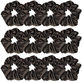 Sufermoe gomas satin negro 12 piezas para peinados variados.
