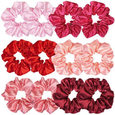Sufermoe satin scrunchies red pack, soft hold for daily hairstyles.